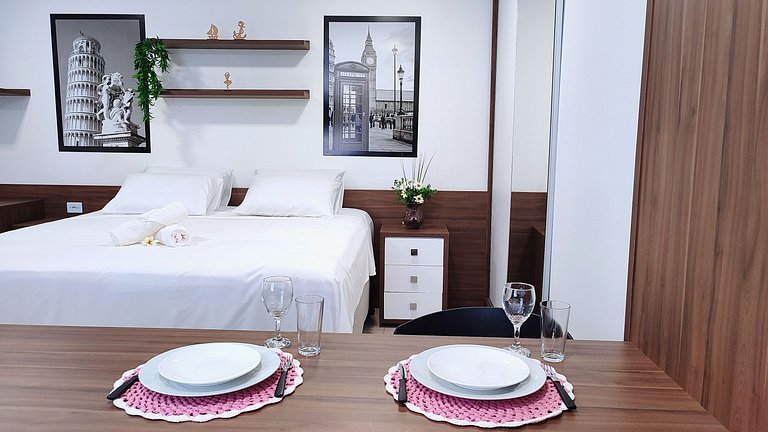 Lindo Studio Centro de Foz/cama KingSize/WIFI