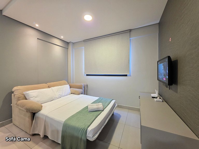 Flat novo e moderno, 4 pessoas ao lado do Paraguai