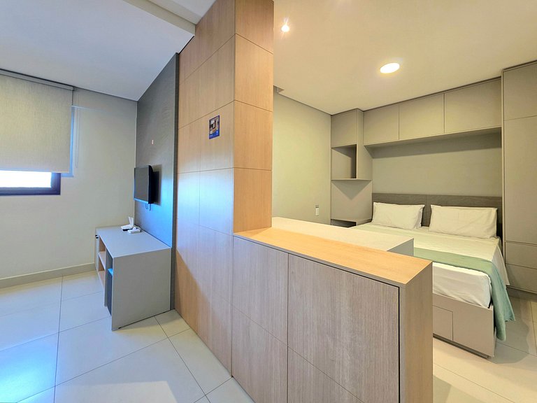 Flat novo e moderno, 4 pessoas ao lado do Paraguai