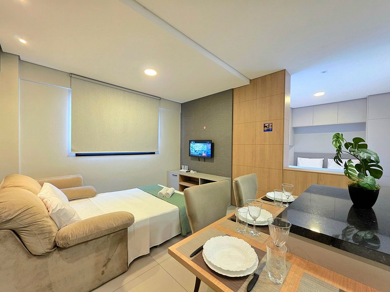 Flat novo e moderno, 4 pessoas ao lado do Paraguai