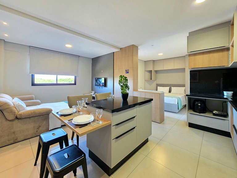 Flat novo e moderno, 4 pessoas ao lado do Paraguai