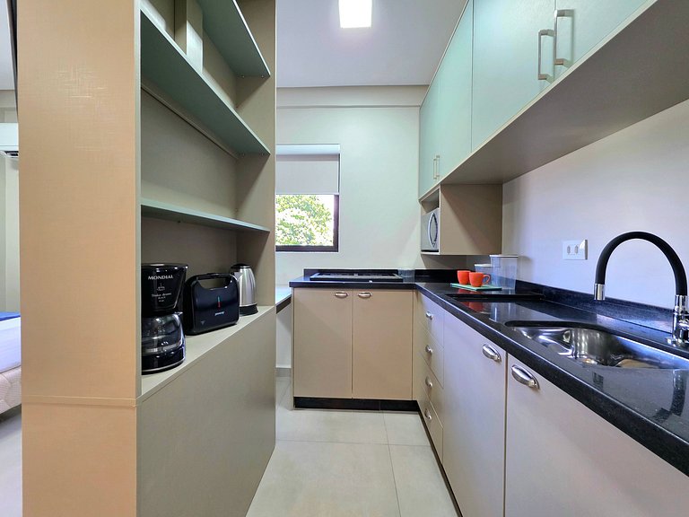 Studio 304 Novíssimo para 4 pessoas no Centro