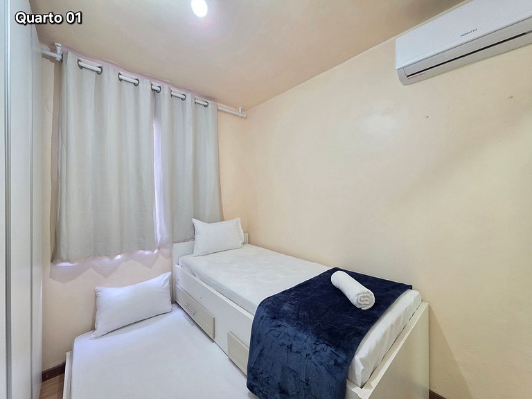 Apt 02 quartos 10 min Centro em condominio